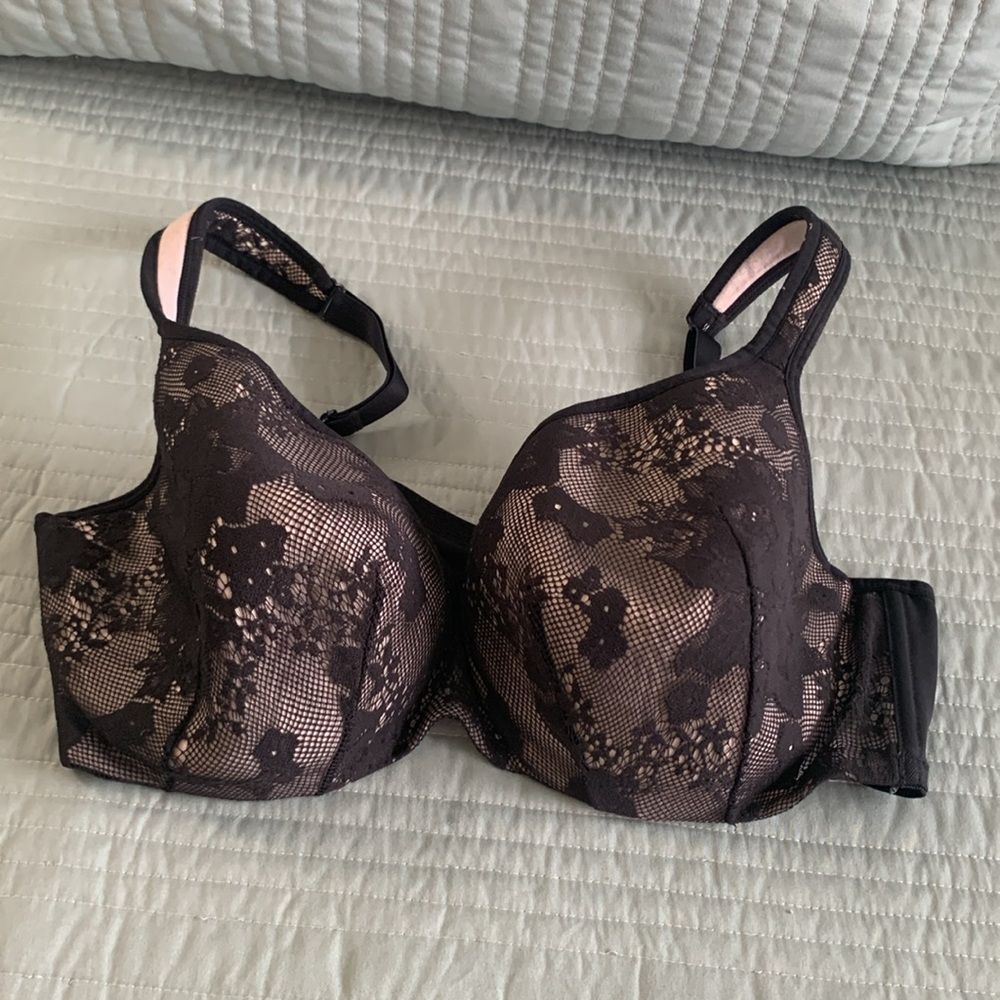 Cacique Black Lace Underwire Bra with Adjustable Straps